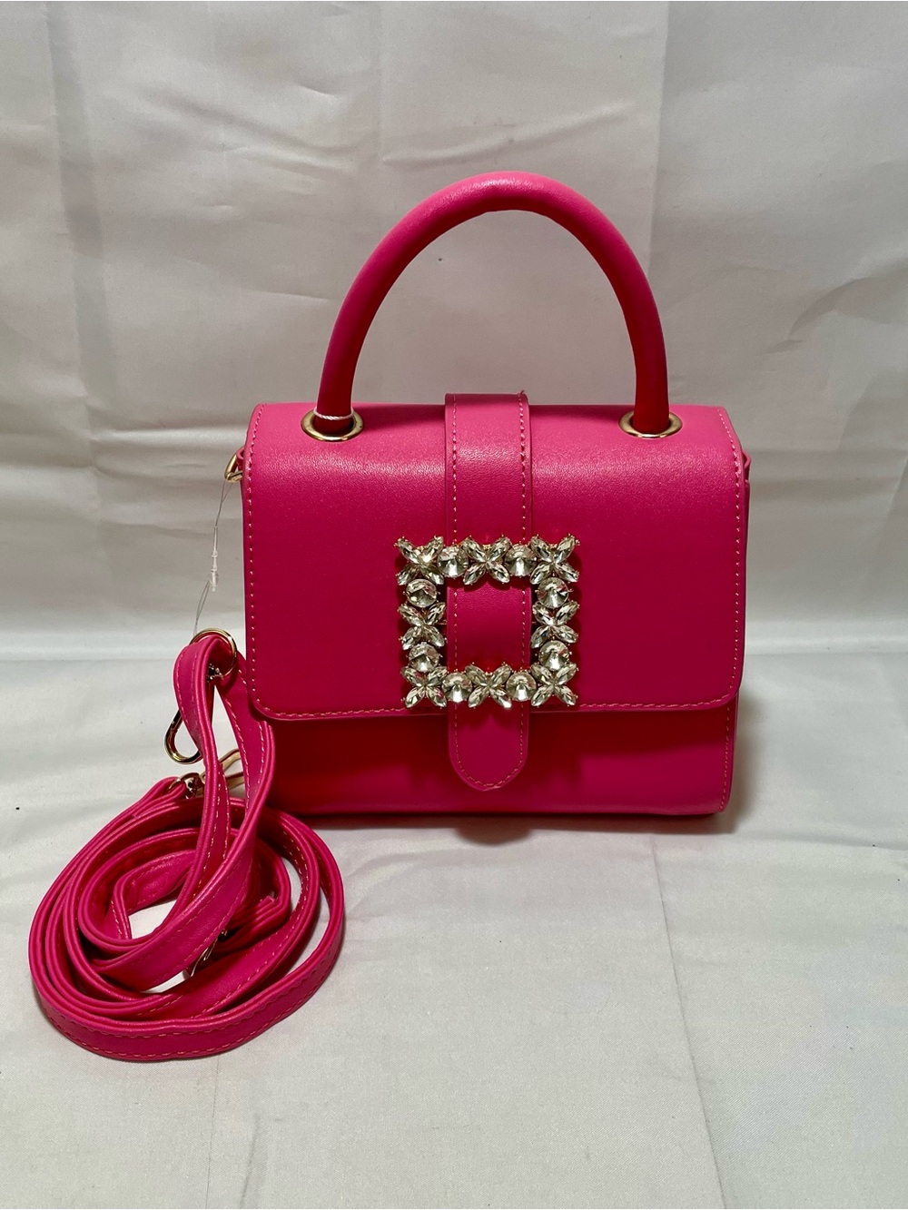 Blush Crush Hot Pink Crystal Buckle Crossbody Bag, NWT